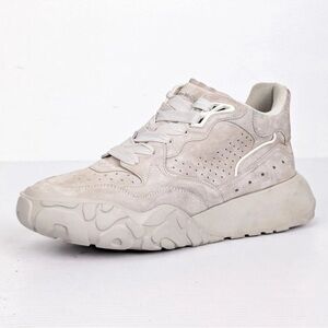 Alexander McQueen Men Court Light Grey Suede Mid-top Sneakers 11 US EUR44